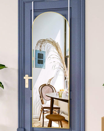 Full Length Arched Mirror, 16'' x 50'', Hanging/Leaning, Home Decor, Gold