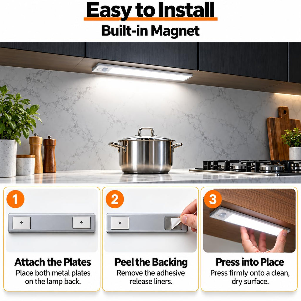 Under Cabinet Lighting, 10in Rechargeable Motion Sensor Lights 3pc