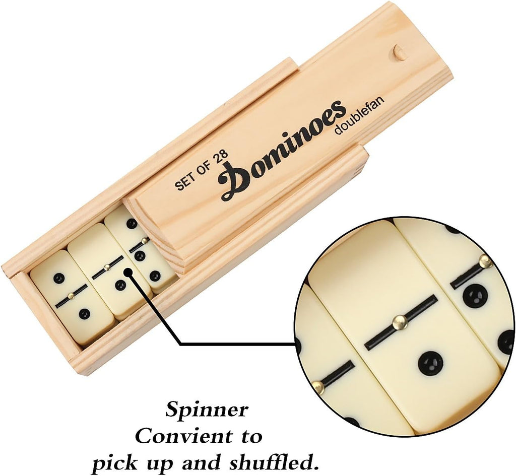 Dominoes for Adults, Double 6 Domino Set 28 Tiles in Wood Case - Set of 28