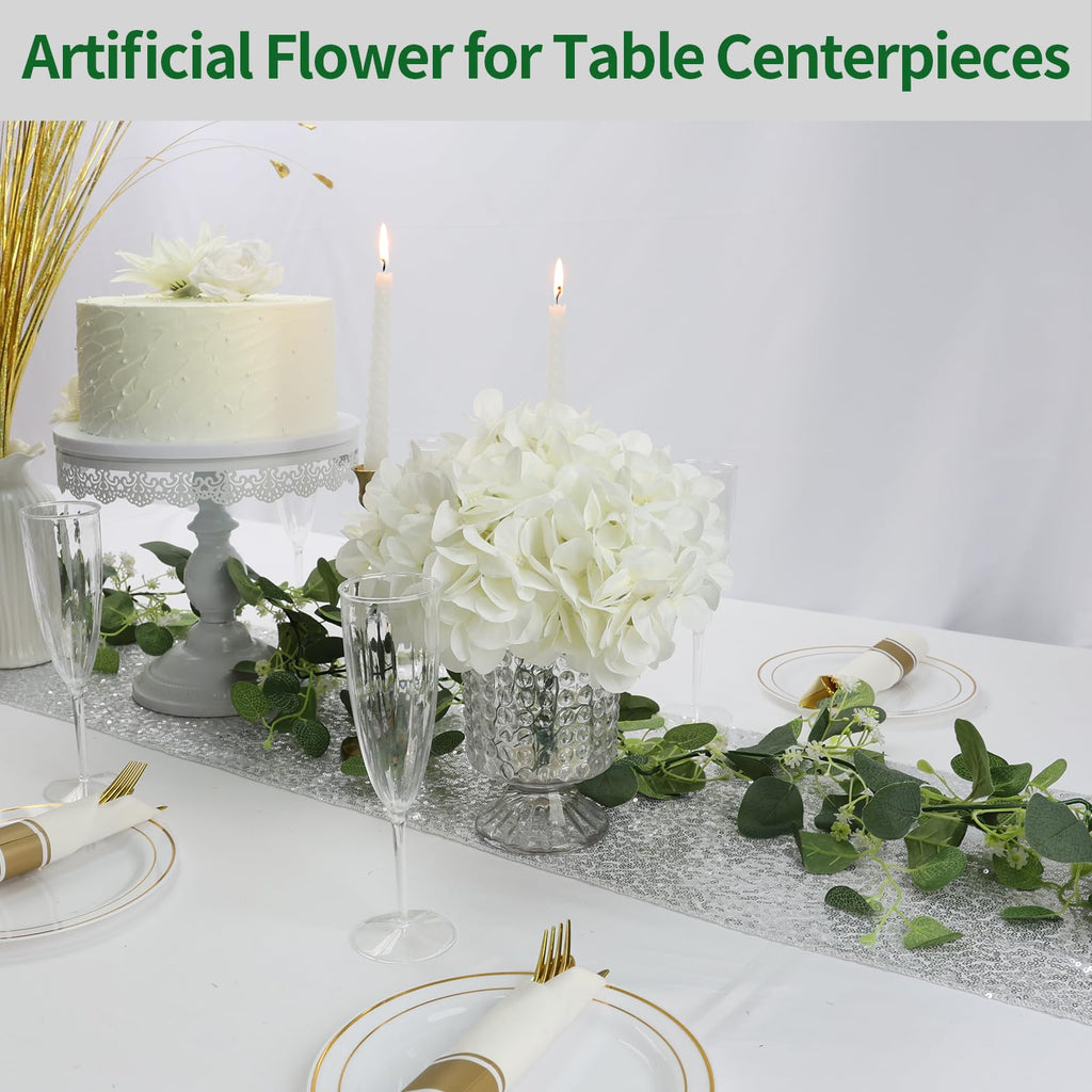 White Artificial Silk Hydrangeas Bulk 104 PCS