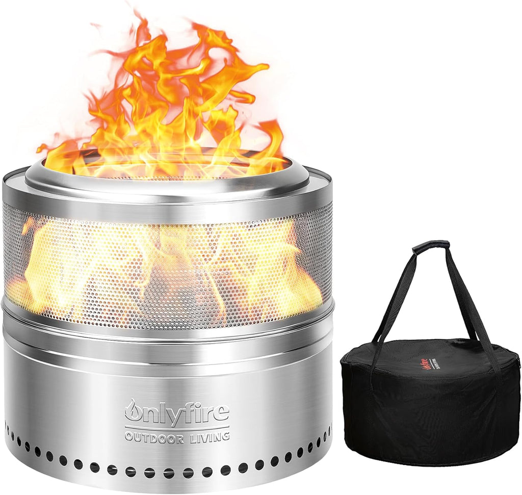 Wood Burning Fire Pit with Carrying Bag, 19.5” Detachable Portable Firepit for Camping Tailgating Patio Backyard