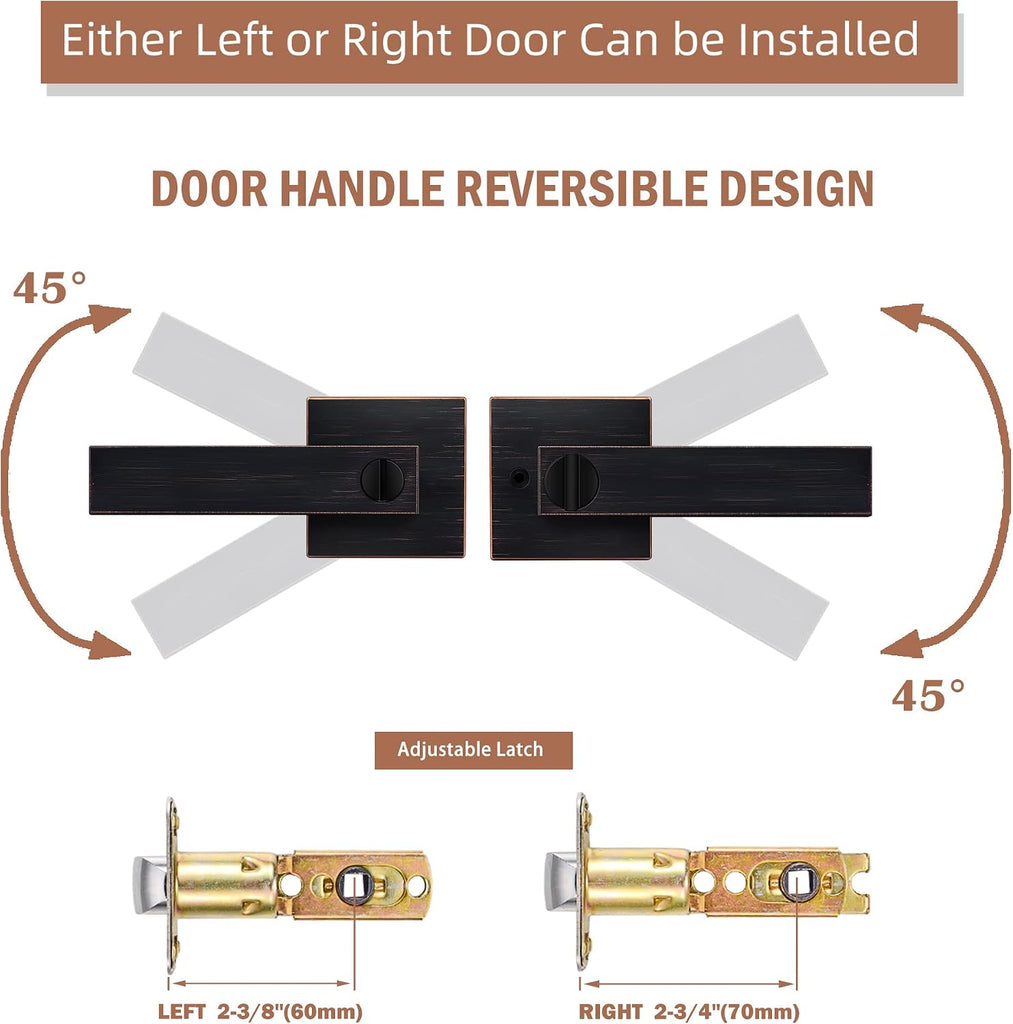 Oil Rubbed Bronze Door Handles Door Knobs with Lock Privacy Door Lever