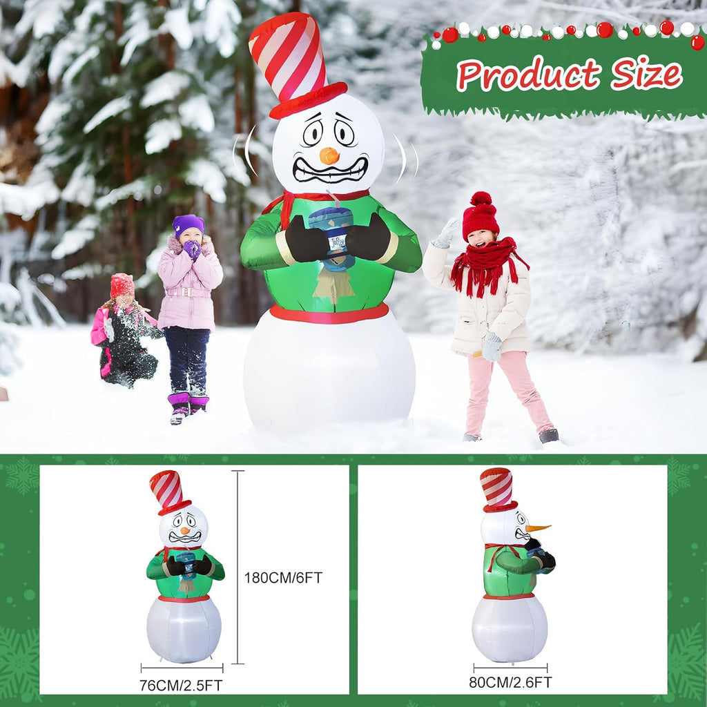 6FT Animated Snowman Christmas Inflatables Outdoor Decorations