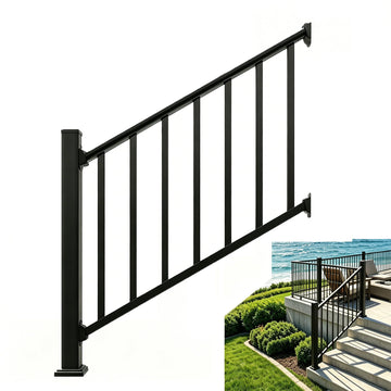 36 in x 4 Ft Modular Black Stainless Steel Stair Railing Kit