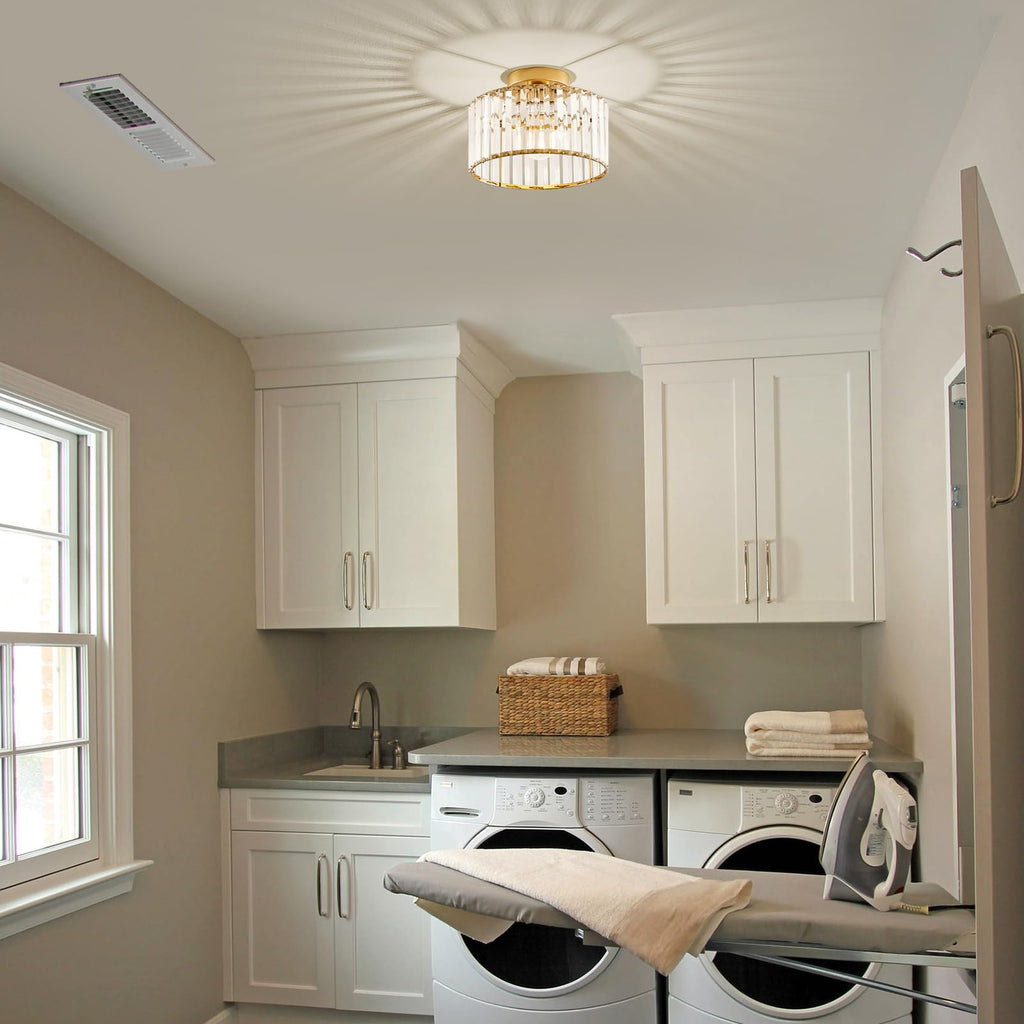 Crystal Gold Semi Flush Ceiling Light 10.63 Inch