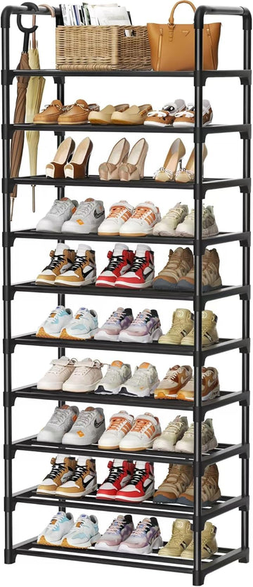 Shoe Rack, 10 Tier Shoe Storage Organizer, Fit 30-35 Pairs Shoes, Metal Tall Shoe Shelf for Closet, Entryway