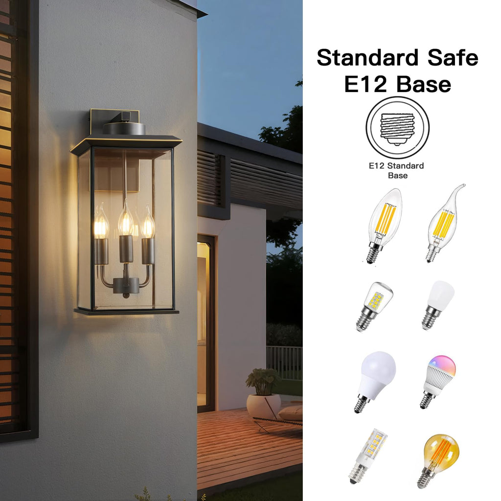 Large Oil‐Rubbed Bronze Outdoor Wall Sconce, Exterior Porch Light