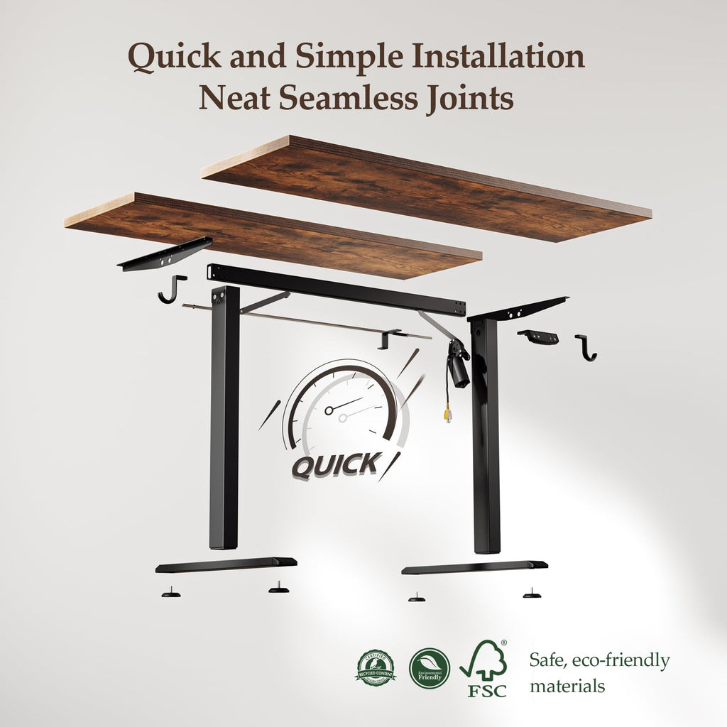48 x 24" Electric Standing Desk, Height Adjustable, Rustic Brown
