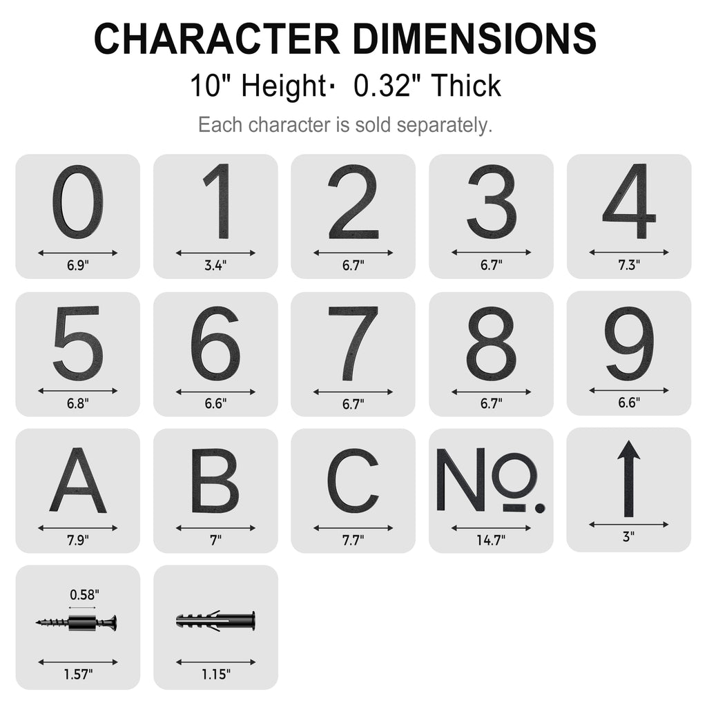 10 Inch Black House Numbers for Outside, Large Address Numbers