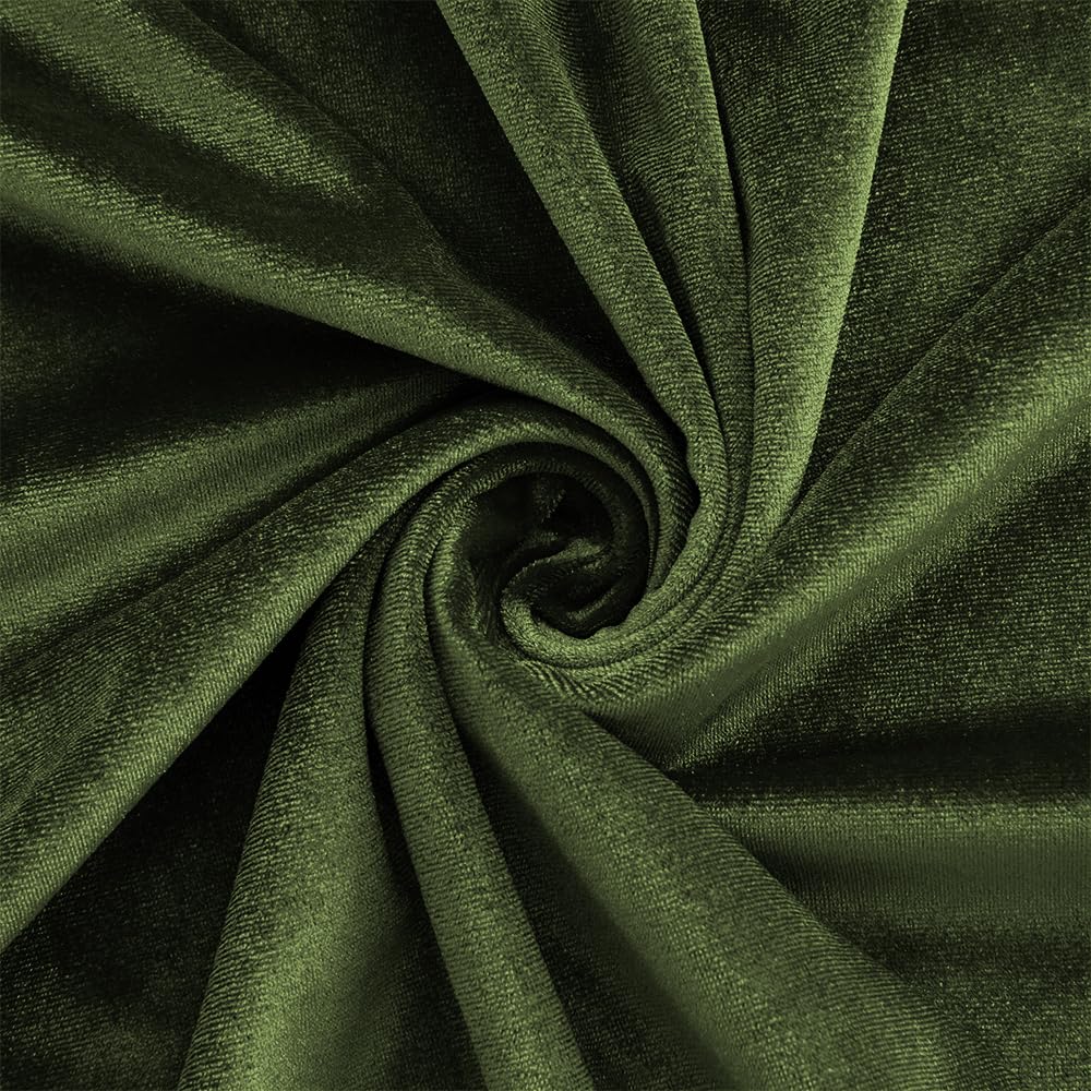 Dark Olive Green Velvet Fabric by The Yard, 5 Yards, 60" Wide