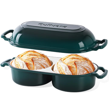 Cast Iron Double Dutch Oven, Mini Enamel Sourdough Bread Pan with Lid