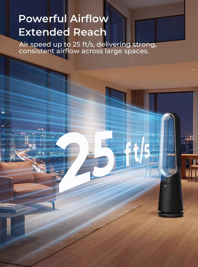 Bladeless Tower Fan , 20 Speeds 3 Modes, Standing Fan with Remote, 8H Timer, 38" Quiet Tower Fan, 120° Oscillation