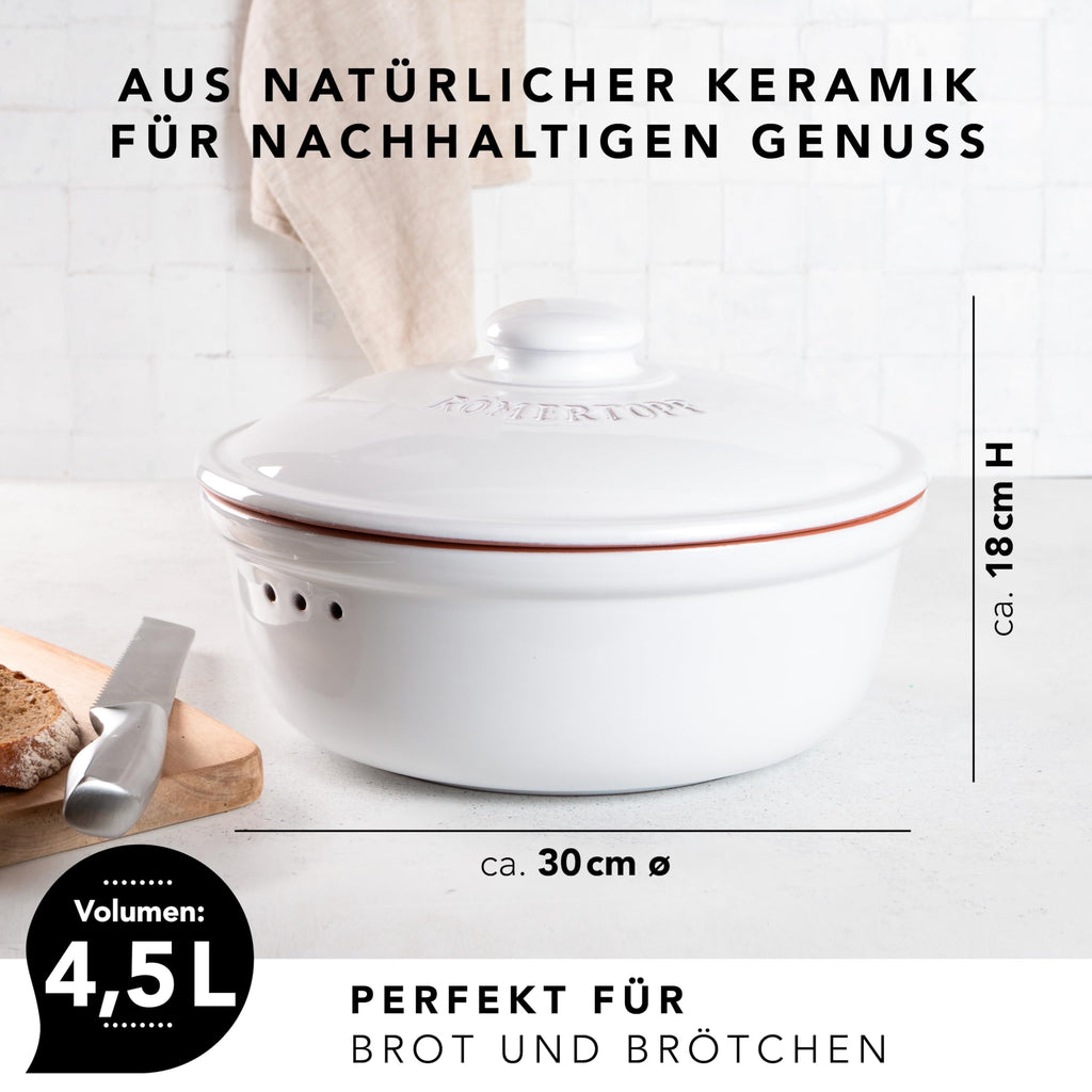 Round Ceramic | Ideal for Bread Storage, Fruits, Vegetables - Ø 11.8 Inch (30.0 cm)