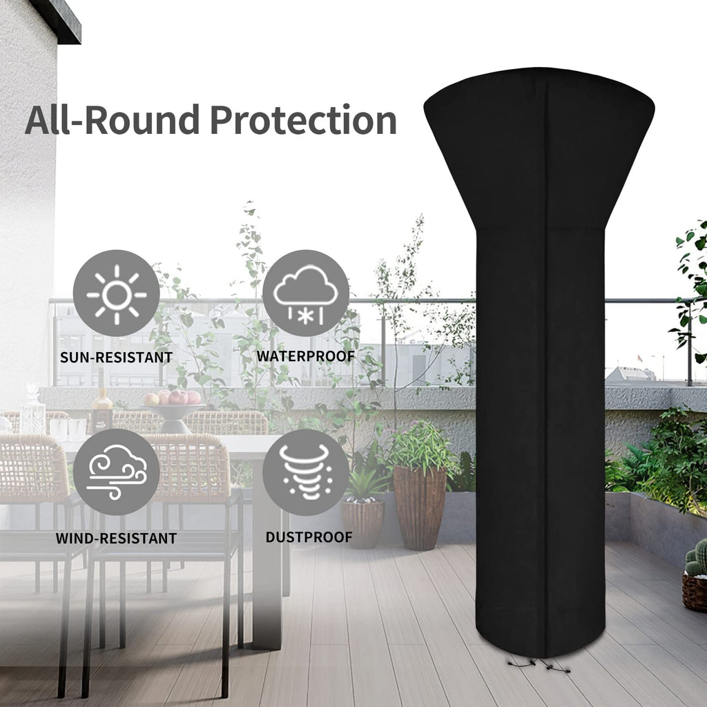 Patio Heater Cover, 89"H x 33"D x 19"B, Black