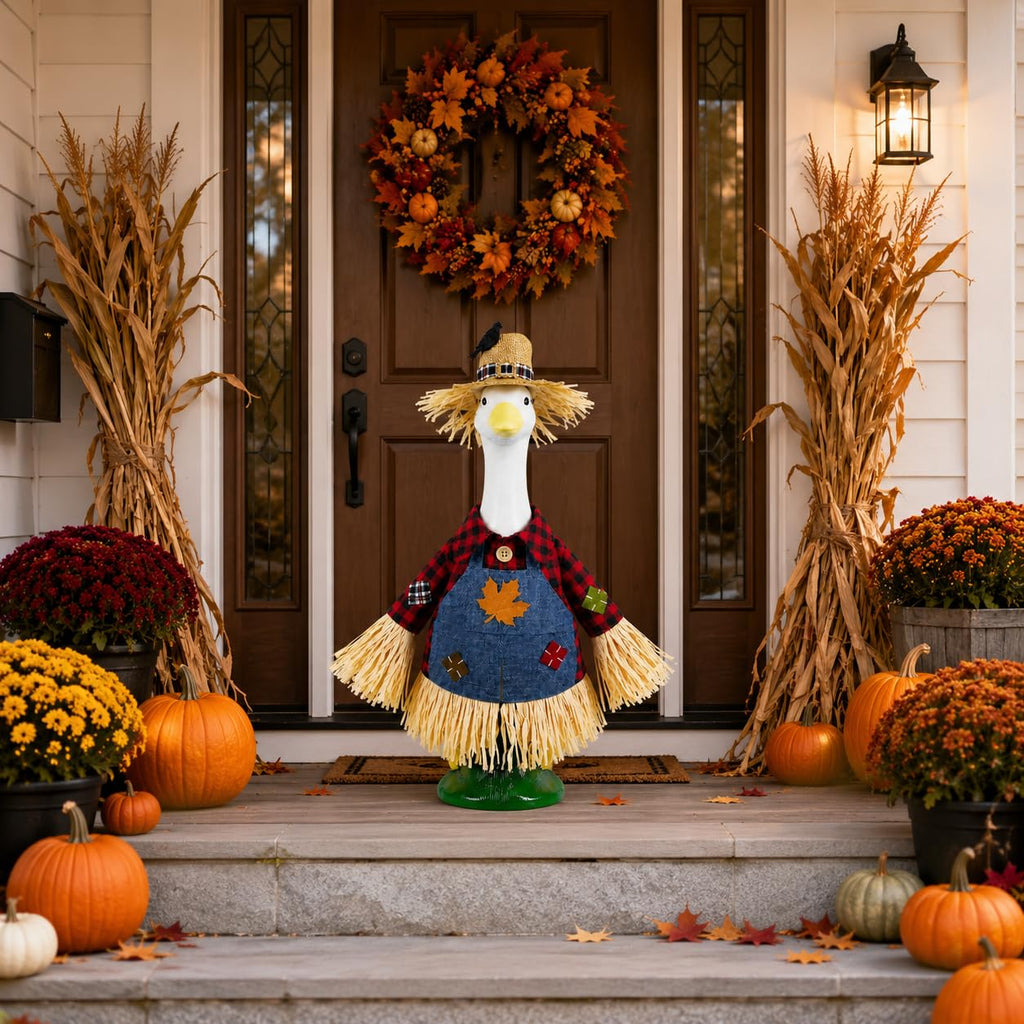 Fall Porch Goose Outfits Fits 23Inch Goose Statue for Outdoor Garden Decor