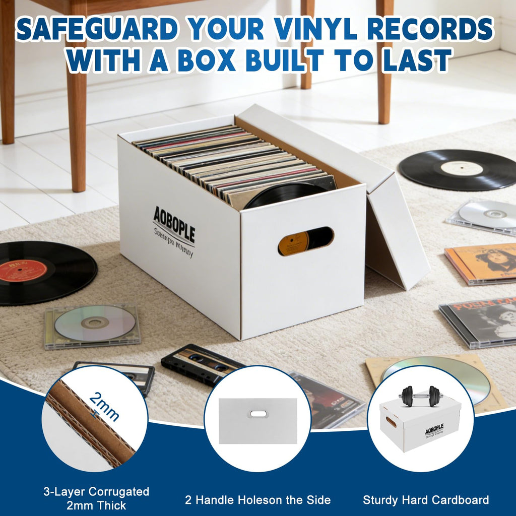4 Pack 7-Inch Vinyl Record Storage Box, Cardboard 45 Record Storage