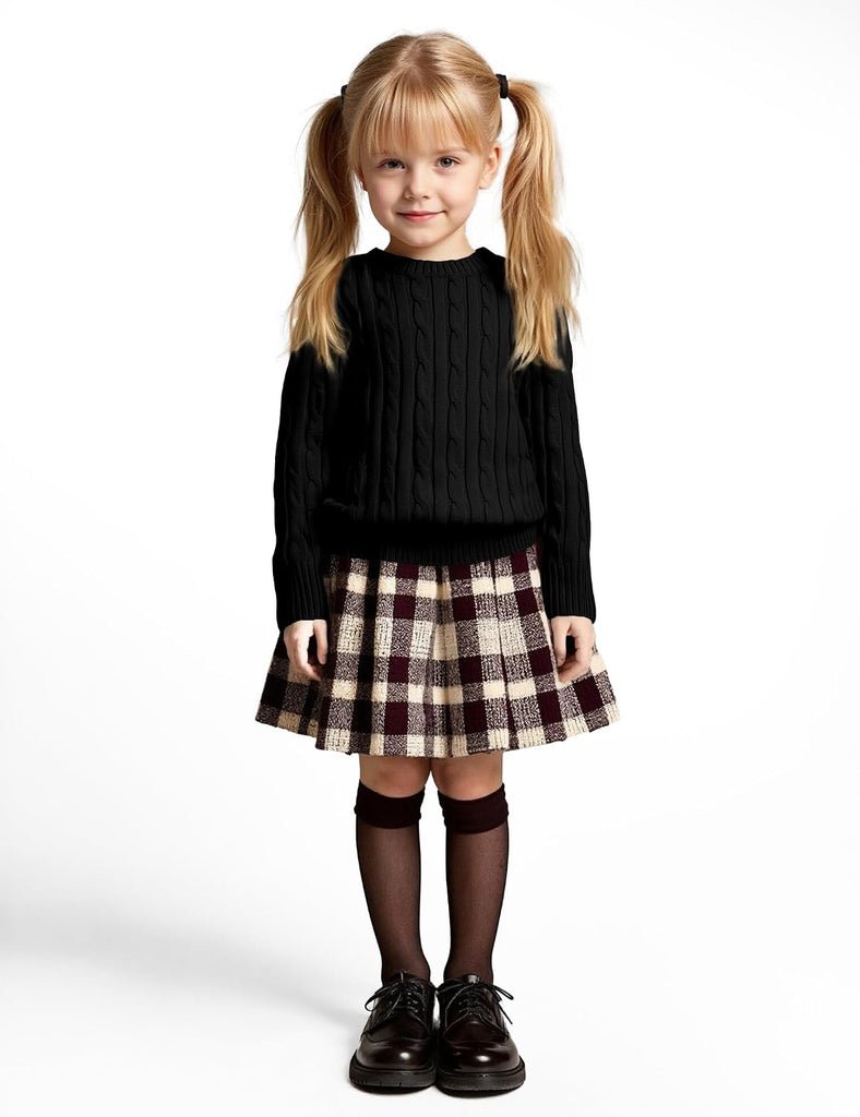 Girls' Sweaters Casual Long Sleeve Cable Knit Pullover Sweater Kids Fall Winter Crew Neck Jumper Top
