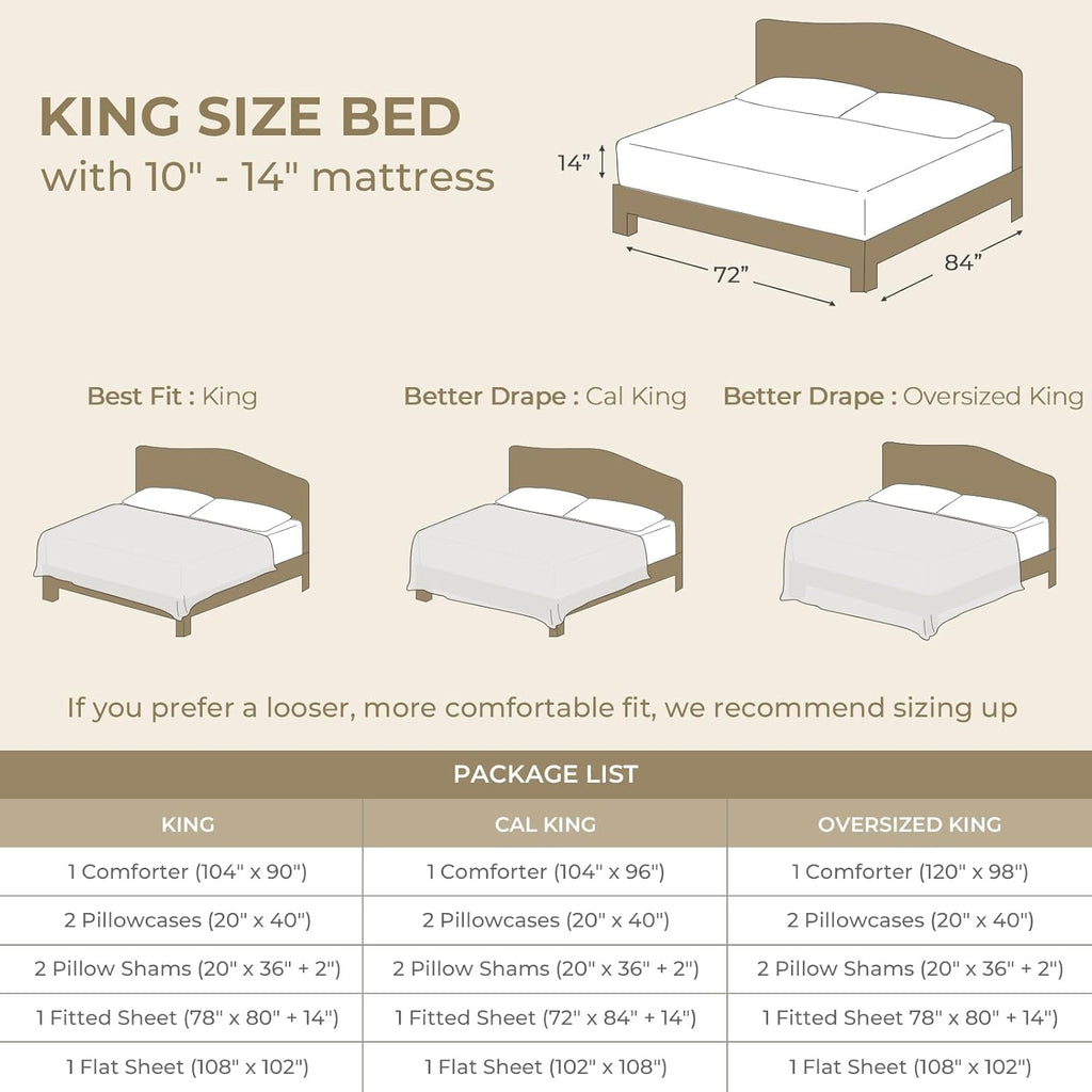 7 Piece King Comforter Set Seersucker, All Season Luxury Bed in a Bag, Bedding Set with Comforters, Sheets
