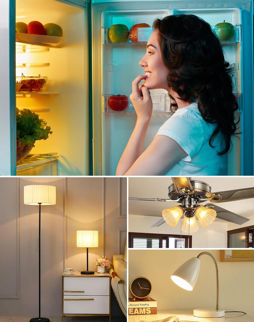 E26 A15 LED Refrigerator Light Bulb, 3W 2700K, 3-Pack