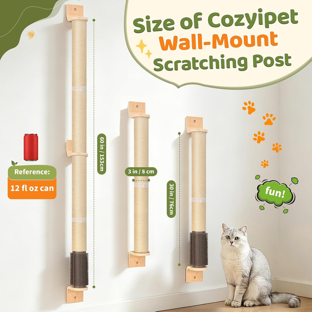 Wall Mounted Cat Scratching Post 60 Inch Tall