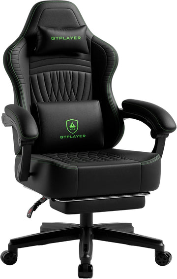 Gaming Chair, Video Game Chairs with Footrest, PC Gamer Chairs for Adults - Padded High Back Ergonomic Reclining
