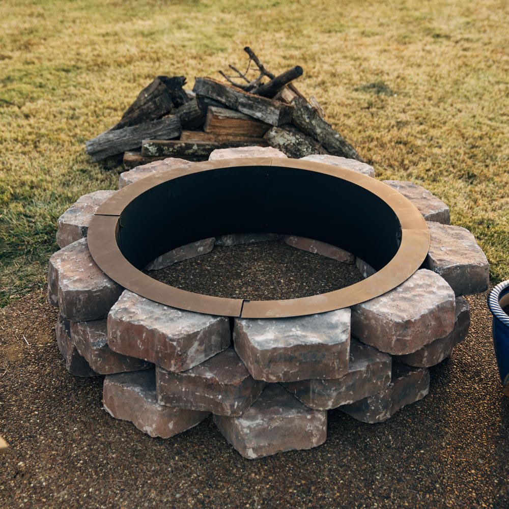 Ash & Ember 46" Outside Dia Steel Fire Pit Liner x 41" Inside - 4 Panel Liner 1.5mm Thick Steel, DIY Above or