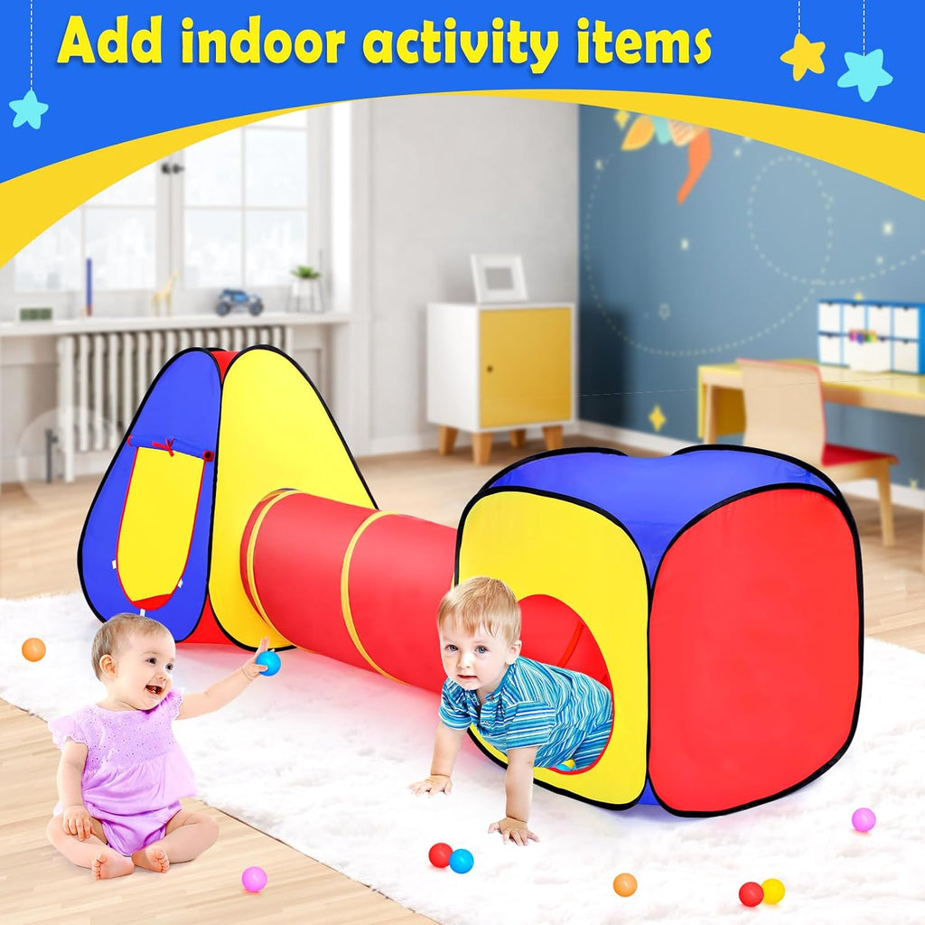 Kids Play Tent with Ball Pit and Crawl Tunnel Toddlers Playhouse Gift Toy
