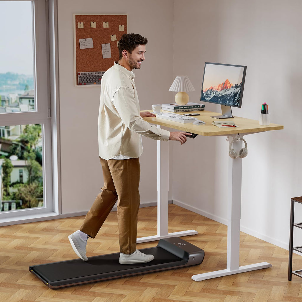 55x24 Inches Height Adjustable Electric Standing Desk with 2 Hooks, Ergonomic Sit Stand up Desk with Splice Board