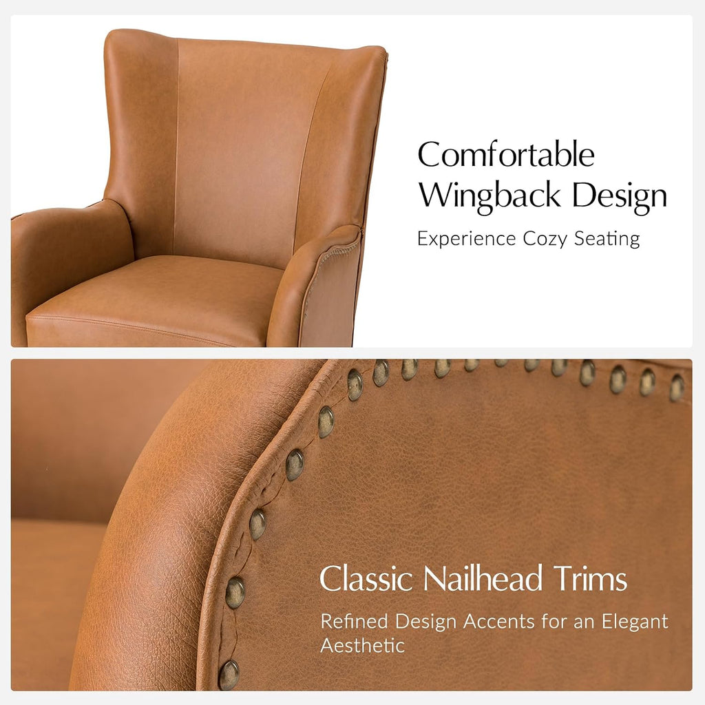 Faux Leather Accent Chair, Camel