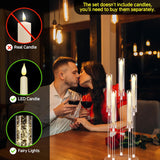 Clear 5 Arms Candlesticks Holder with Acrylic Shade,26'' Tall Acrylic Candelabra Centerpieces for Candlelight Dinner