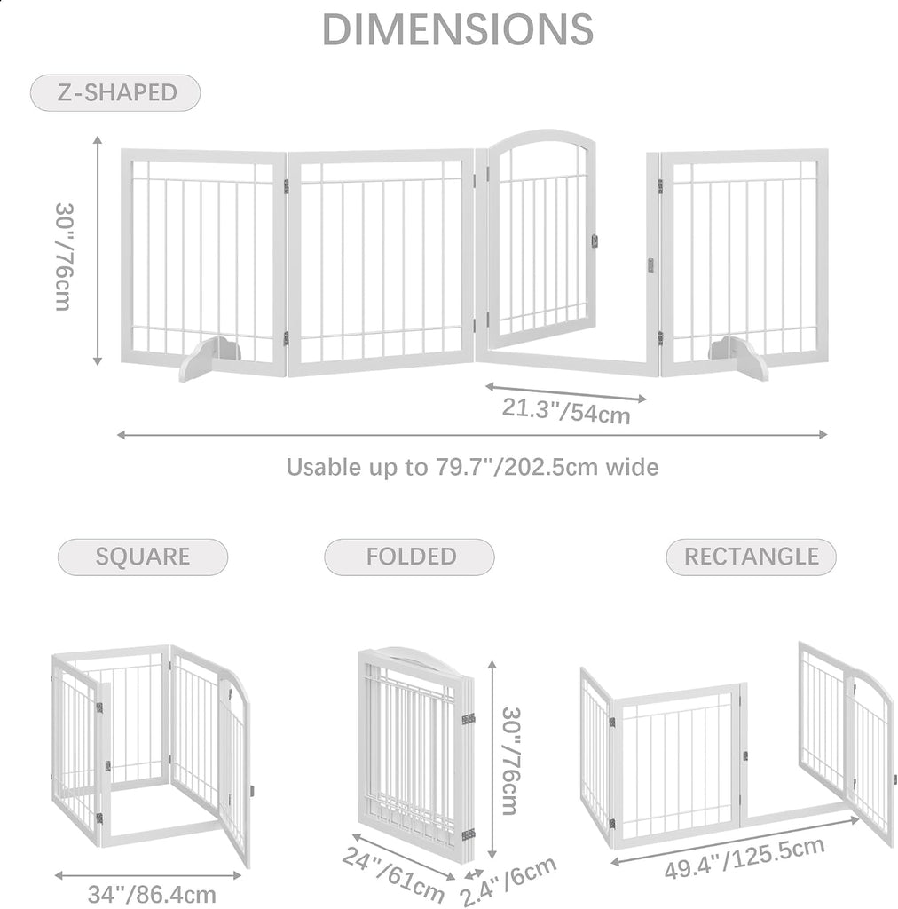 96-inch Extra Wide 30-inch Tall Dog gate with Door Walk Through, Freestanding Pet Gate for Halls, Stairs & Home, Pet