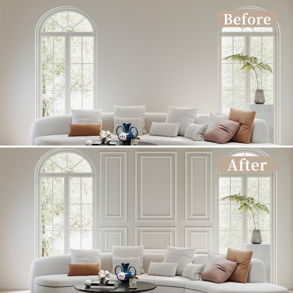 Peel and Stick Wall Molding Kit, 6 Pre-Cut Bilinear Frame Panels