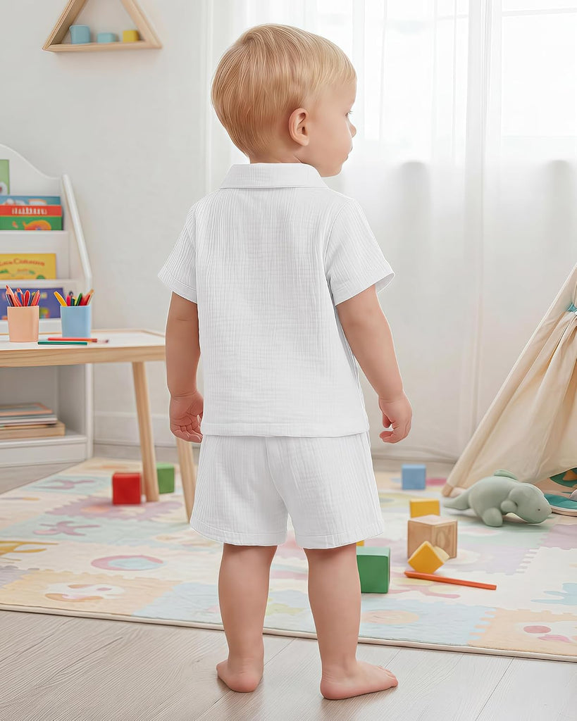 Baby Boy Clothes Baby Boy Outfits Baby Boy Summer Clothes Cotton 2 Piece Set with Button Down Shirt and Shorts