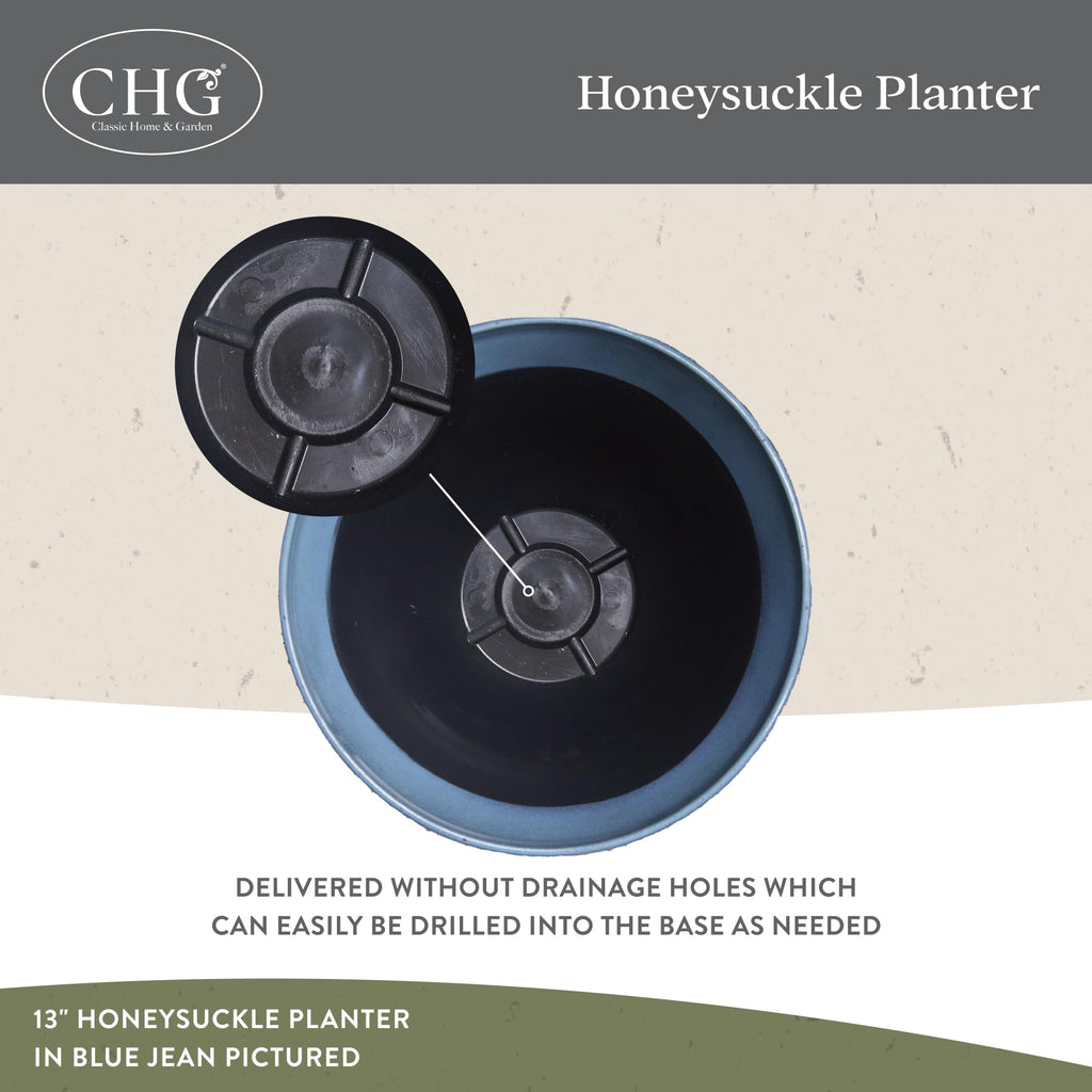 15" Honeysuckle Planter in Zinc