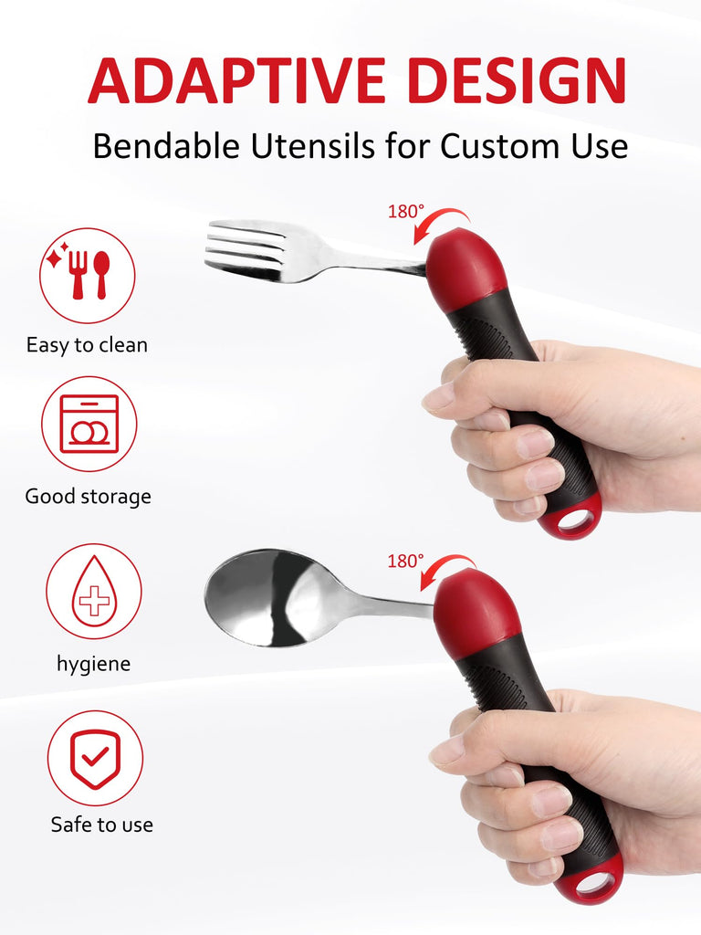 Adaptive Utensils Weighted Spoon Fork Set for Hand Tremors, Parkinson's & Arthritis