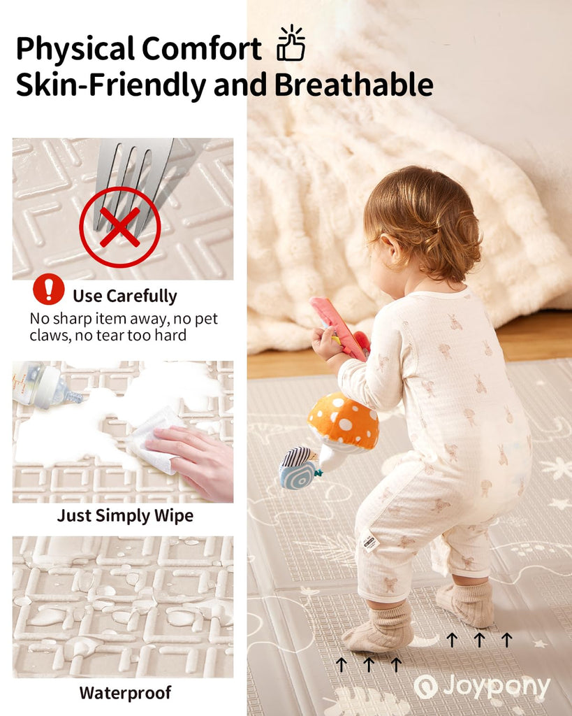 Baby Play Mat 79x 71 Inch, Extra Large Foldable Play Mats for Babies and Toddlers, Waterproof & Anti-Slip Portable
