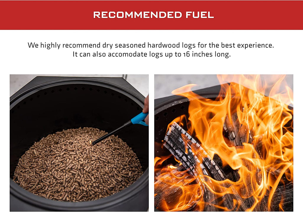 Portable Smokeless Firepit, Accessories Included: Base Stand and Carrying Case. Wood Pellet/Log Burning Outdoor Fire