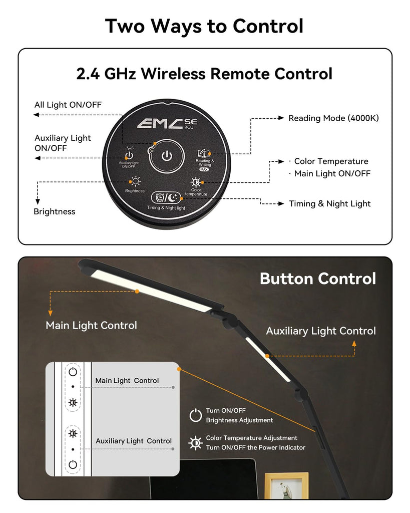 LED Desk Lamp with Clamp, 4CCT Table Lights Puzzle Painting