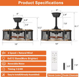 19" Farmhouse Caged Ceiling Fan with Light, 6-Lights, Rustic Ceiling Fans with Lights and Remote, Bladeless Ceiling Fan with Light for Kitchen, Living Room A101-B0F18BKGTG