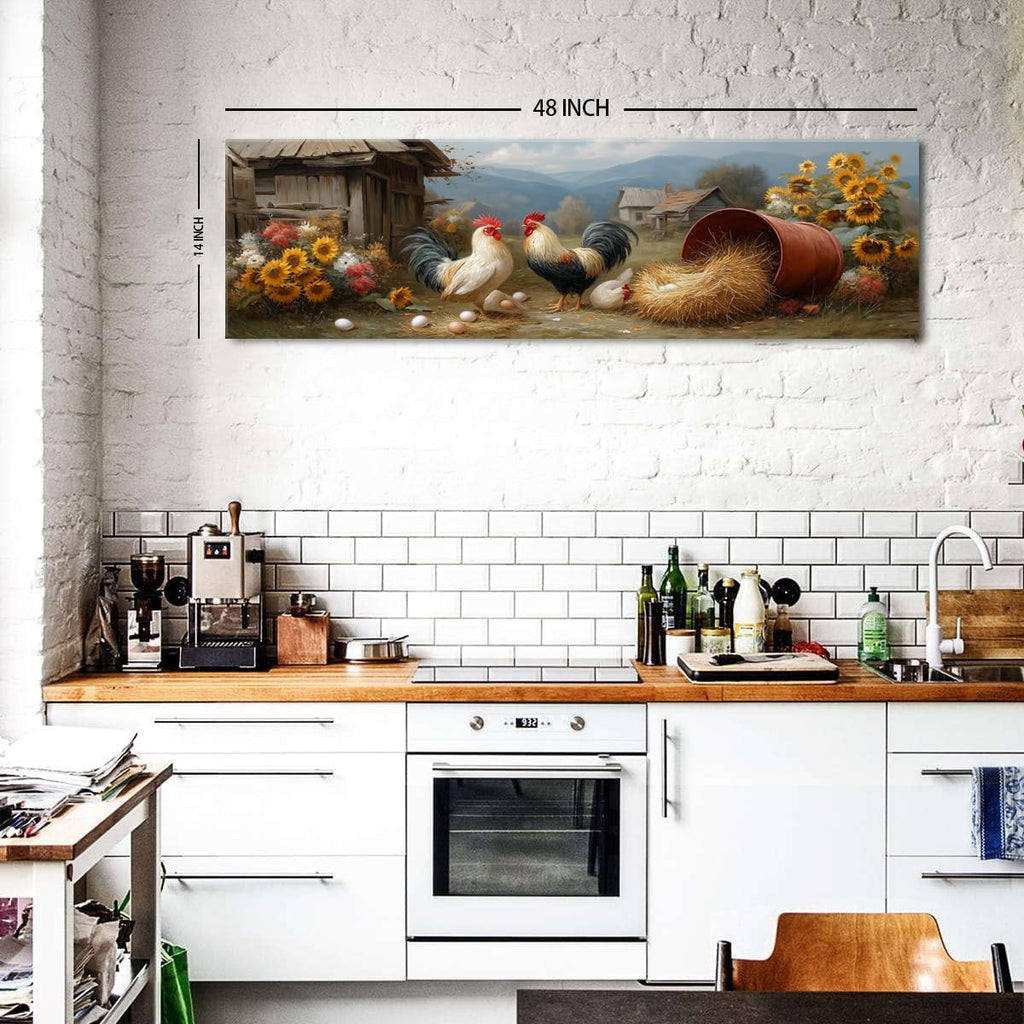 Country Rooster Wall Decor Rustic Kitchen Chicken Wall Art Rustic Cabin Coop Sunflower Picture Canvas Picture Vintage