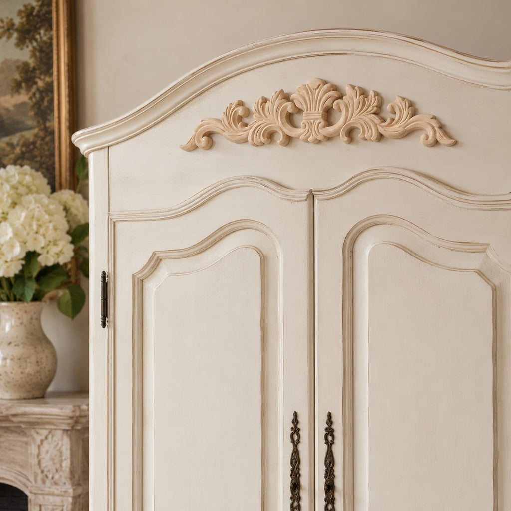 5pcs Unfinished Carved Wood Applique European French Onlay Trim Decorative Long Acanthus Leaf Medallion for Cabinet
