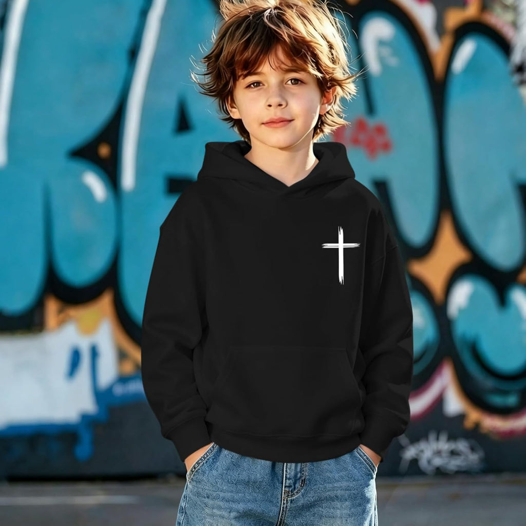 Christian Graphic Hoodies For Boys Cross Sweatshirt Jesus Hoodie Kids Verse Bible Faith Religious God Cotton Pullover