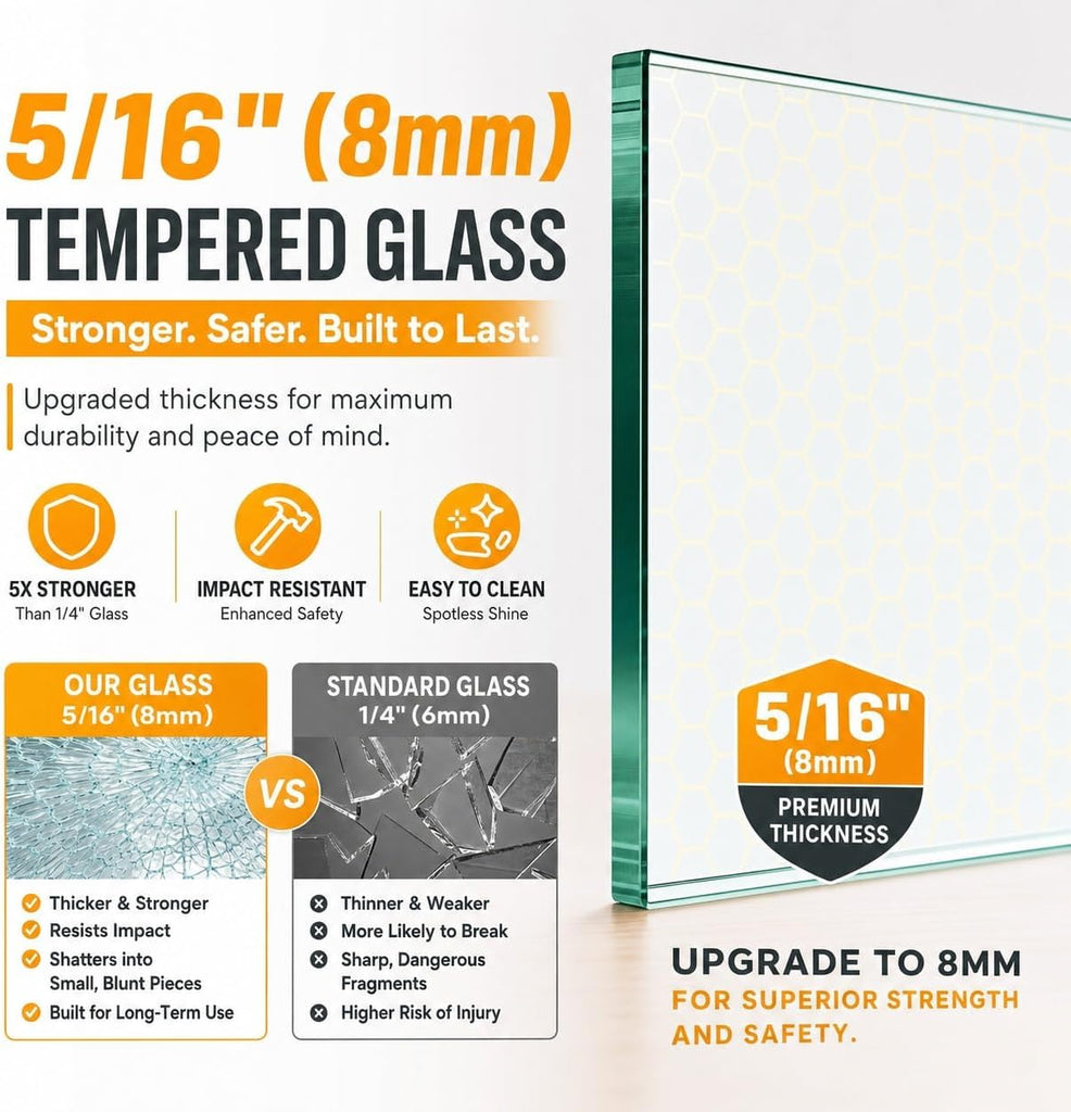 Shower Door with 5/16"(8mm) SGCC Tempered Glass, 56-60" W x 74" H Frameless Sliding Shower Door