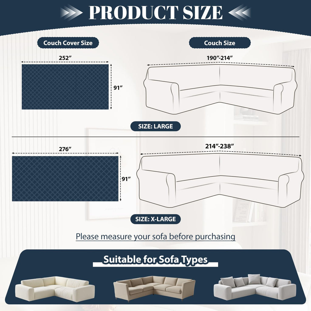 Waterproof Sectional Couch Covers Sectional Sofa Cover L Shaped Corner Sofa Slipcovers Blanket for Dogs Pets Washable