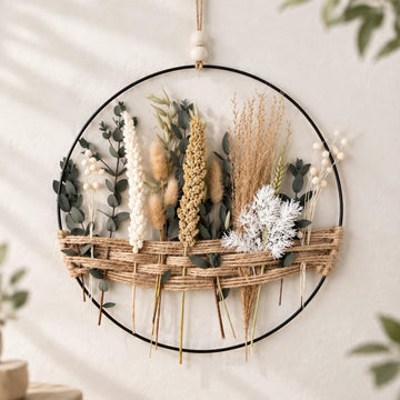 Dried Flower Pampas Wall Decor Boho Hoop Wreath, Classic