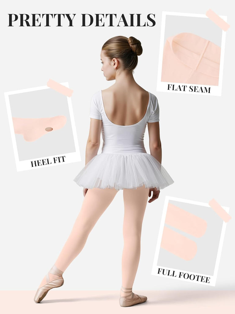 4 Pairs Ballet Tights for Girls Ultra Soft Dance Tights Toddler Dance Stockings for Ballet