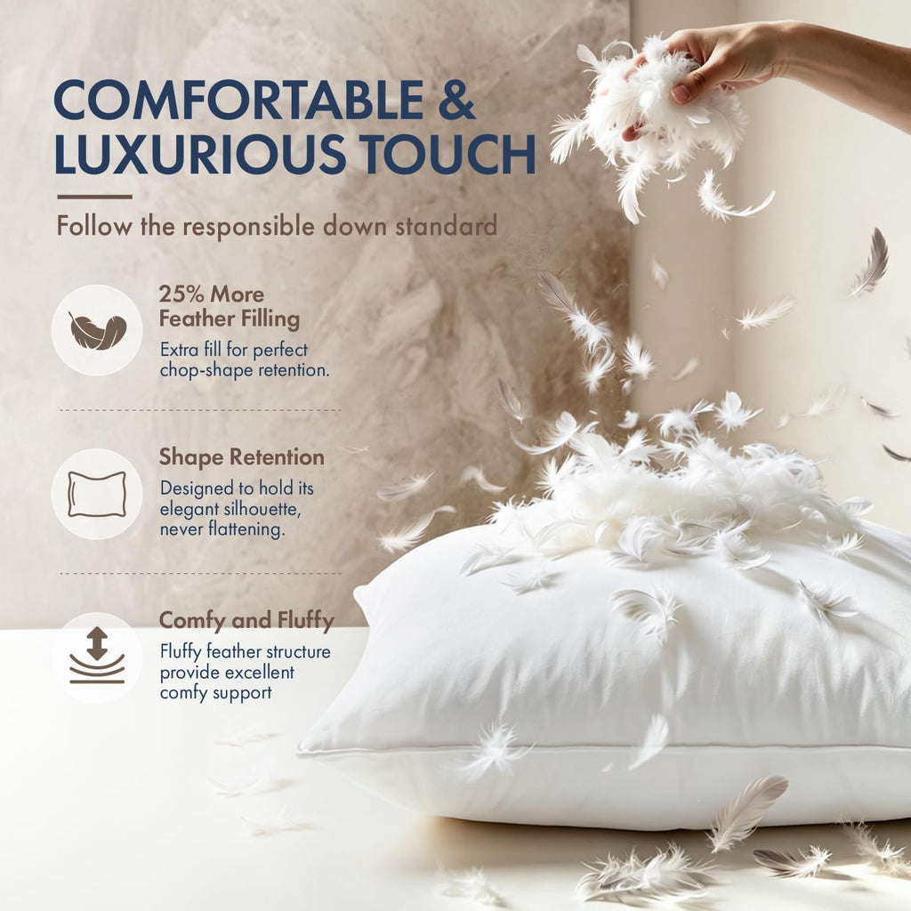 22x22 Feather Down Pillow Inserts Fluffy for Chop Look - Set of 2