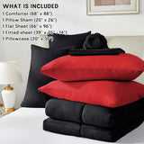 Anluoer Twin Comforter Set 5 Pieces, Black Bed in a Bag Bedding Set with 1 Comforter(68"*88"), 1 Pillow Sham