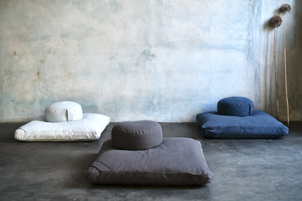 Meditation Cushion Set - Zafu Meditation Pillow and Zabuton Floor Cushion - Adjustable Organic Buckwheat and Cotton