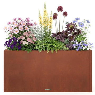 32 Inch Corten Steel Planter Box, Large Rectangular Planter